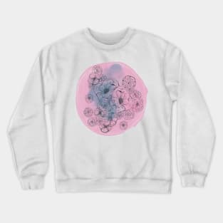 Flower pattern on pink background Crewneck Sweatshirt